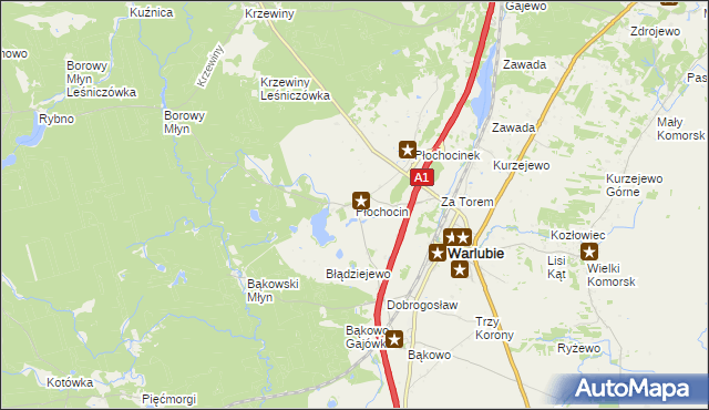 mapa Płochocin gmina Warlubie, Płochocin gmina Warlubie na mapie Targeo