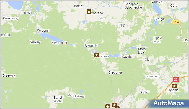 mapa Płociczno gmina Kaliska, Płociczno gmina Kaliska na mapie Targeo