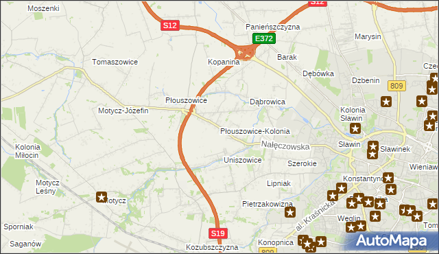 mapa Płouszowice-Kolonia, Płouszowice-Kolonia na mapie Targeo