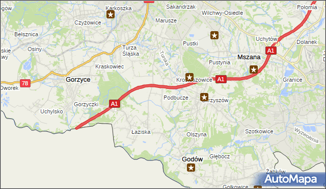 mapa Podbucze gmina Godów, Podbucze gmina Godów na mapie Targeo