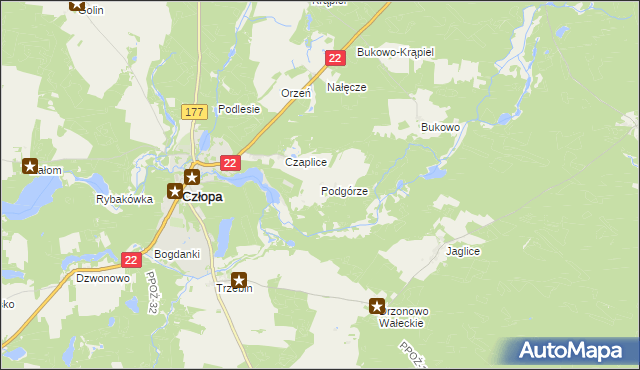 mapa Podgórze gmina Człopa, Podgórze gmina Człopa na mapie Targeo