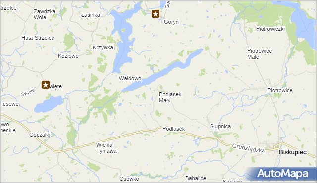 mapa Podlasek Mały, Podlasek Mały na mapie Targeo