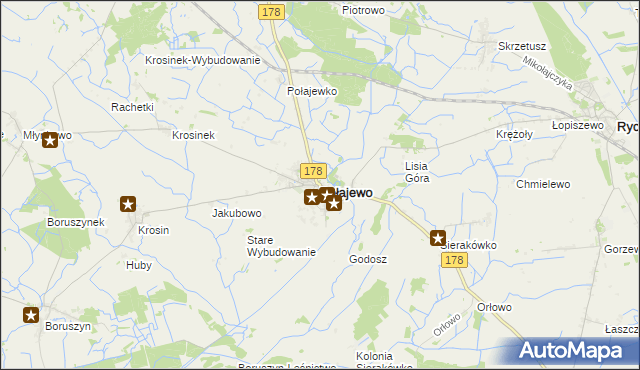 mapa Połajewo powiat czarnkowsko-trzcianecki, Połajewo powiat czarnkowsko-trzcianecki na mapie Targeo