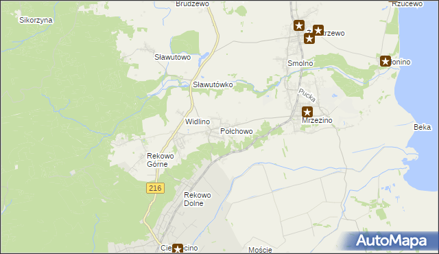 mapa Połchowo gmina Puck, Połchowo gmina Puck na mapie Targeo