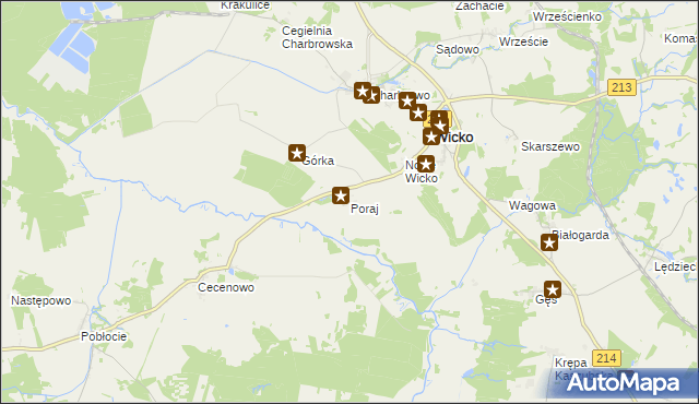 mapa Poraj gmina Wicko, Poraj gmina Wicko na mapie Targeo