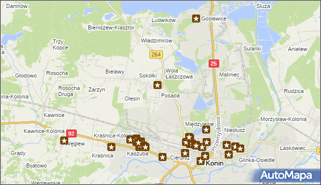 mapa Posada gmina Kazimierz Biskupi, Posada gmina Kazimierz Biskupi na mapie Targeo