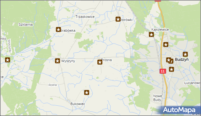 mapa Prosna gmina Budzyń, Prosna gmina Budzyń na mapie Targeo