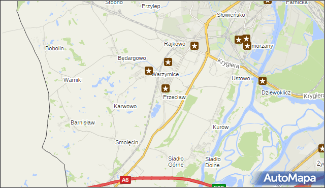 mapa Przecław gmina Kołbaskowo, Przecław gmina Kołbaskowo na mapie Targeo