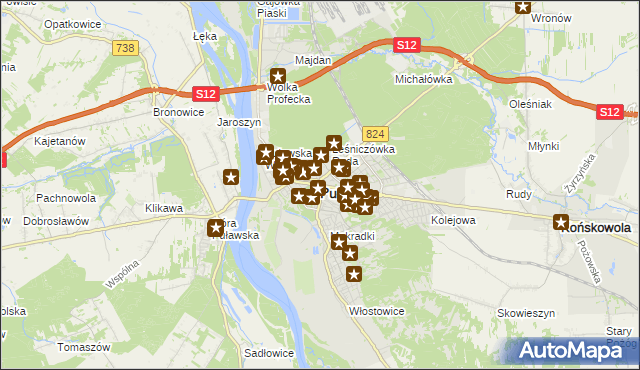 mapa Puław, Puławy na mapie Targeo