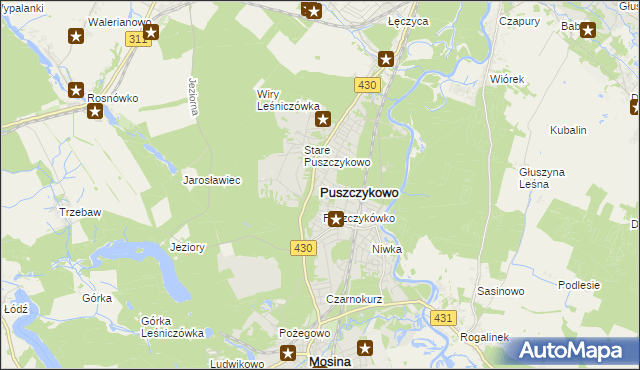 mapa Puszczykowo powiat poznański, Puszczykowo powiat poznański na mapie Targeo
