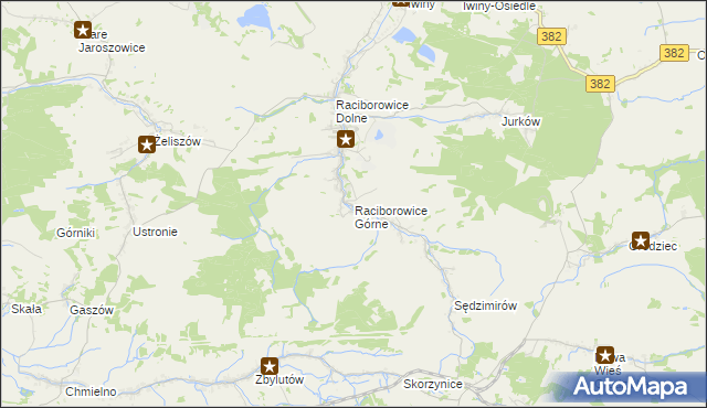 mapa Raciborowice Górne, Raciborowice Górne na mapie Targeo