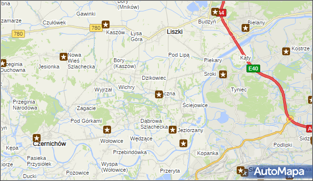mapa Rączna, Rączna na mapie Targeo