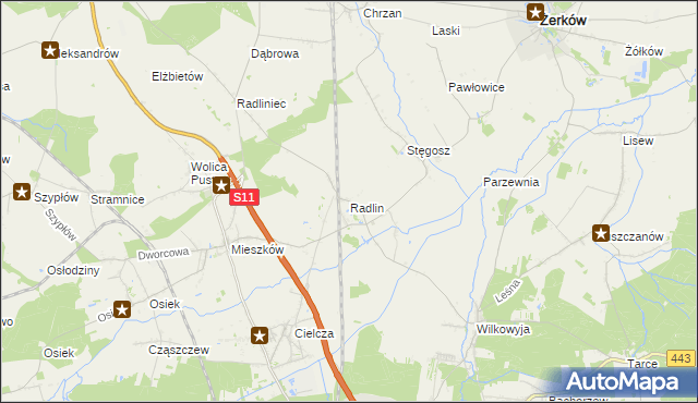 mapa Radlin gmina Jarocin, Radlin gmina Jarocin na mapie Targeo