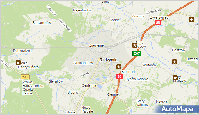 mapa Radzymin powiat wołomiński, Radzymin powiat wołomiński na mapie Targeo