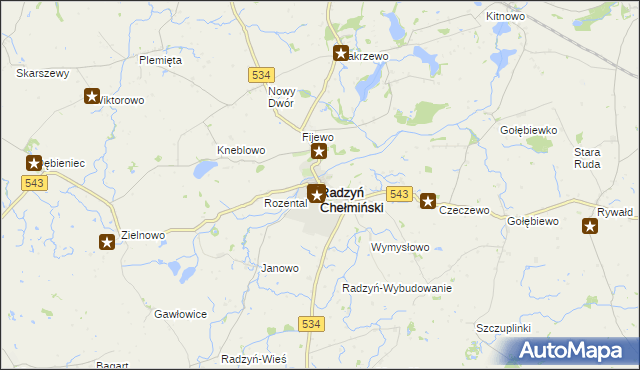 mapa Radzyń Chełmiński, Radzyń Chełmiński na mapie Targeo