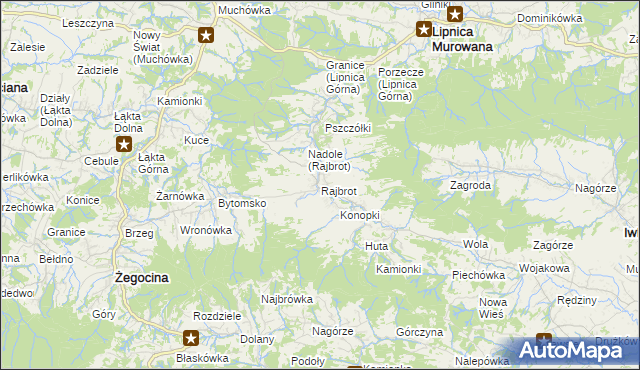 mapa Rajbrot, Rajbrot na mapie Targeo