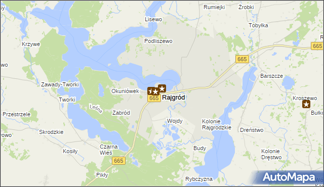 mapa Rajgród powiat grajewski, Rajgród powiat grajewski na mapie Targeo
