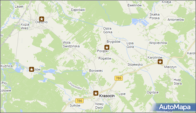 mapa Rogalów gmina Krasocin, Rogalów gmina Krasocin na mapie Targeo