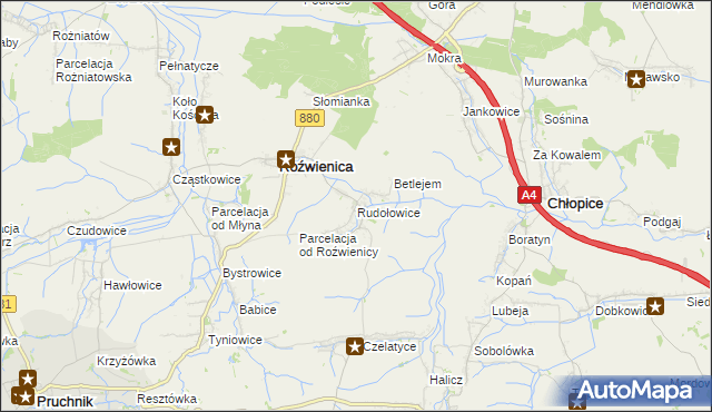 mapa Rudołowice, Rudołowice na mapie Targeo