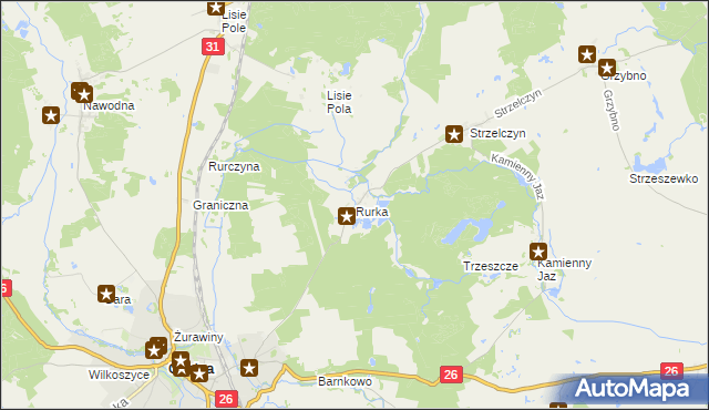 mapa Rurka gmina Chojna, Rurka gmina Chojna na mapie Targeo
