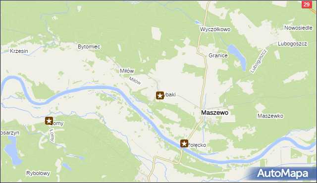 mapa Rybaki gmina Maszewo, Rybaki gmina Maszewo na mapie Targeo