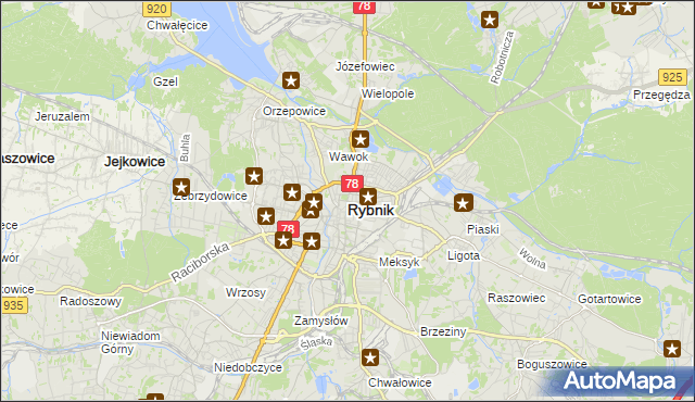 mapa Rybnika, Rybnik na mapie Targeo