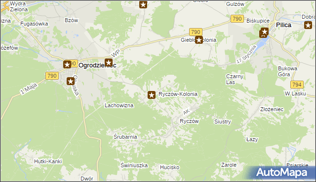 mapa Ryczów-Kolonia, Ryczów-Kolonia na mapie Targeo
