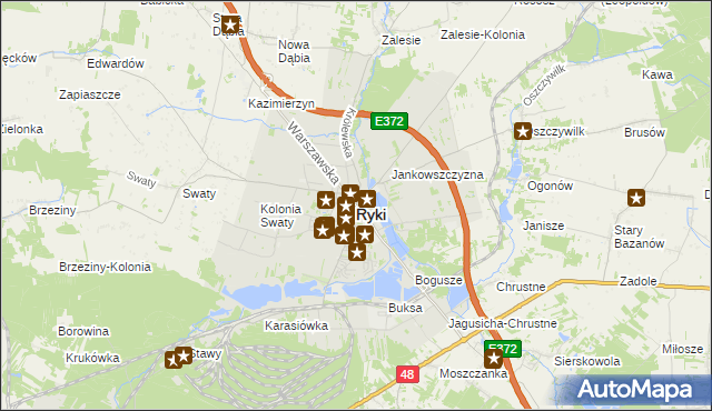 mapa Ryki, Ryki na mapie Targeo