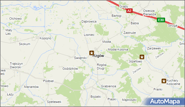 mapa Rzgów powiat koniński, Rzgów powiat koniński na mapie Targeo