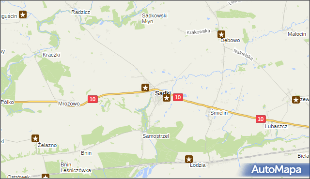 mapa Sadki powiat nakielski, Sadki powiat nakielski na mapie Targeo