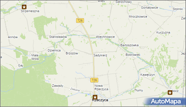 mapa Sadykierz gmina Rzeczyca, Sadykierz gmina Rzeczyca na mapie Targeo