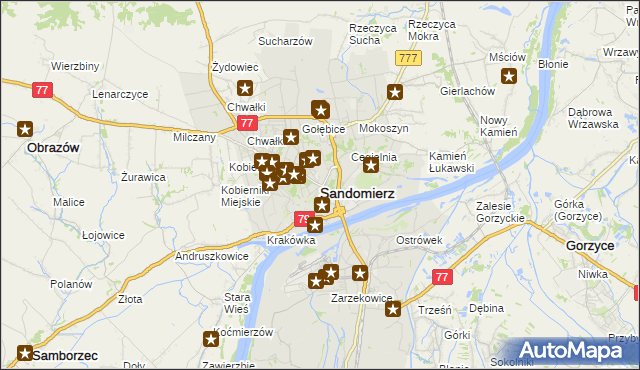 mapa Sandomierza, Sandomierz na mapie Targeo