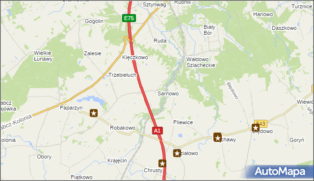 mapa Sarnowo gmina Stolno, Sarnowo gmina Stolno na mapie Targeo