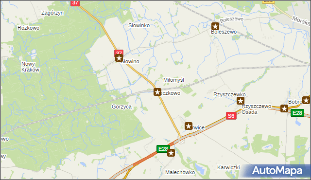mapa Sęczkowo gmina Malechowo, Sęczkowo gmina Malechowo na mapie Targeo