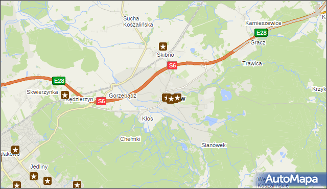 mapa Sianów, Sianów na mapie Targeo