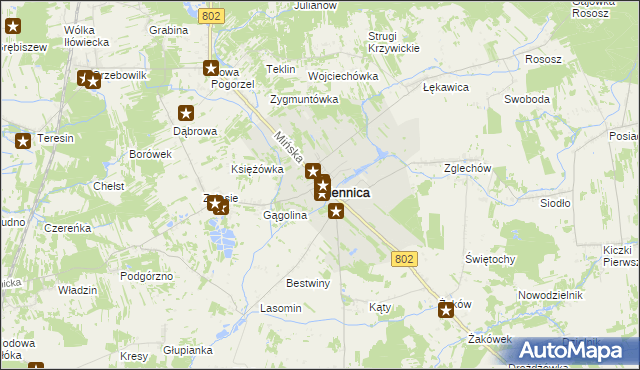 mapa Siennica powiat miński, Siennica powiat miński na mapie Targeo