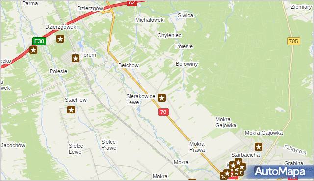 mapa Sierakowice Prawe, Sierakowice Prawe na mapie Targeo