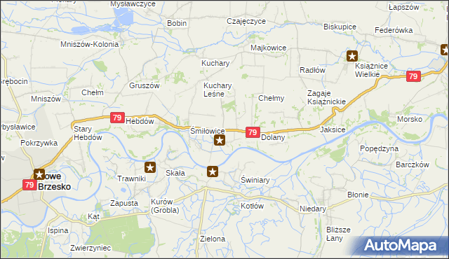 mapa Sierosławice gmina Nowe Brzesko, Sierosławice gmina Nowe Brzesko na mapie Targeo