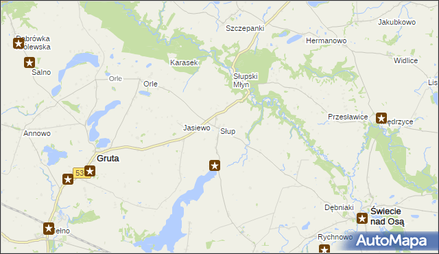 mapa Słup gmina Gruta, Słup gmina Gruta na mapie Targeo