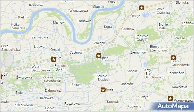 mapa Słupiec gmina Szczucin, Słupiec gmina Szczucin na mapie Targeo