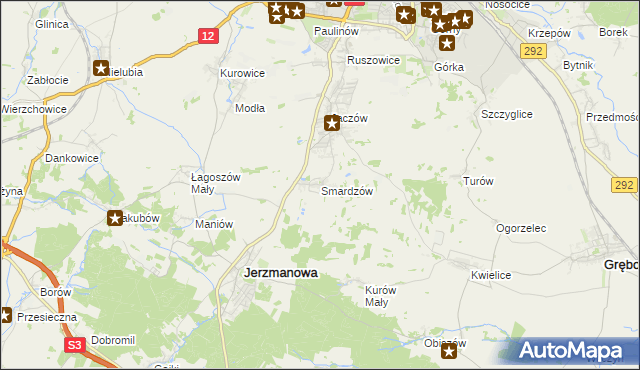 mapa Smardzów gmina Jerzmanowa, Smardzów gmina Jerzmanowa na mapie Targeo