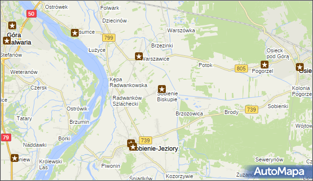 mapa Sobienie Biskupie, Sobienie Biskupie na mapie Targeo