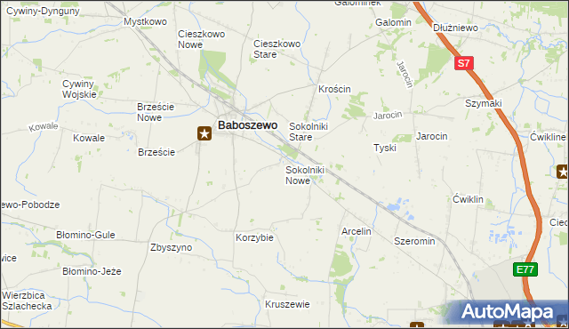 mapa Sokolniki Nowe, Sokolniki Nowe na mapie Targeo