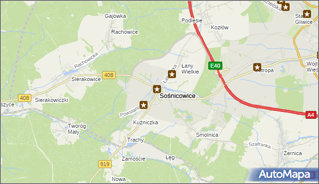 mapa Sośnicowice, Sośnicowice na mapie Targeo