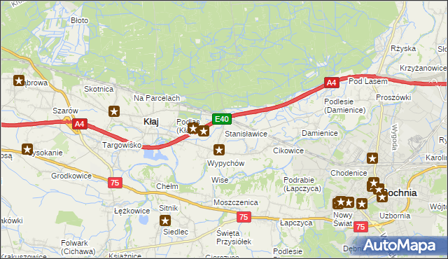 mapa Stanisławice gmina Bochnia, Stanisławice gmina Bochnia na mapie Targeo