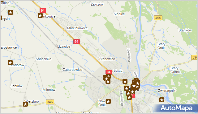 mapa Stanowice gmina Oława, Stanowice gmina Oława na mapie Targeo