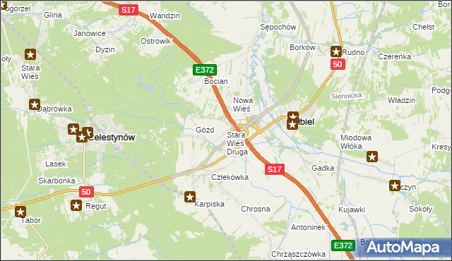 mapa Stara Wieś Druga gmina Kołbiel, Stara Wieś Druga gmina Kołbiel na mapie Targeo