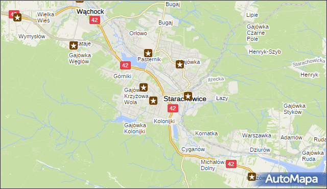 mapa Starachowic, Starachowice na mapie Targeo