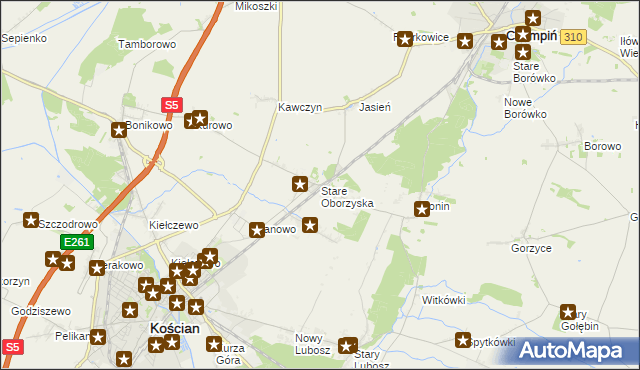 mapa Stare Oborzyska, Stare Oborzyska na mapie Targeo