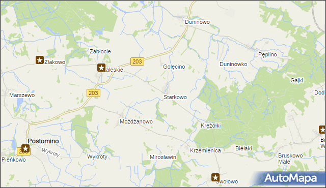 mapa Starkowo gmina Ustka, Starkowo gmina Ustka na mapie Targeo